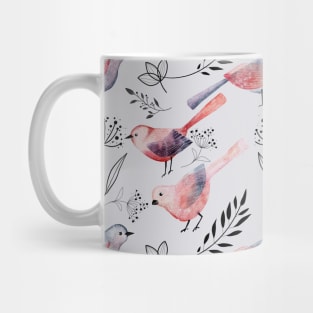 Pastel Wild Bird Flower Pattern Mug